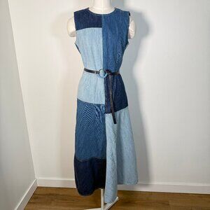 Akris Punto Denim Patchwork Denim Midi Dress Scandi Luxury Artsy
